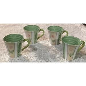 Set of 4 Meiwa Coffee Cups Mugs 12 ounces Handpainted